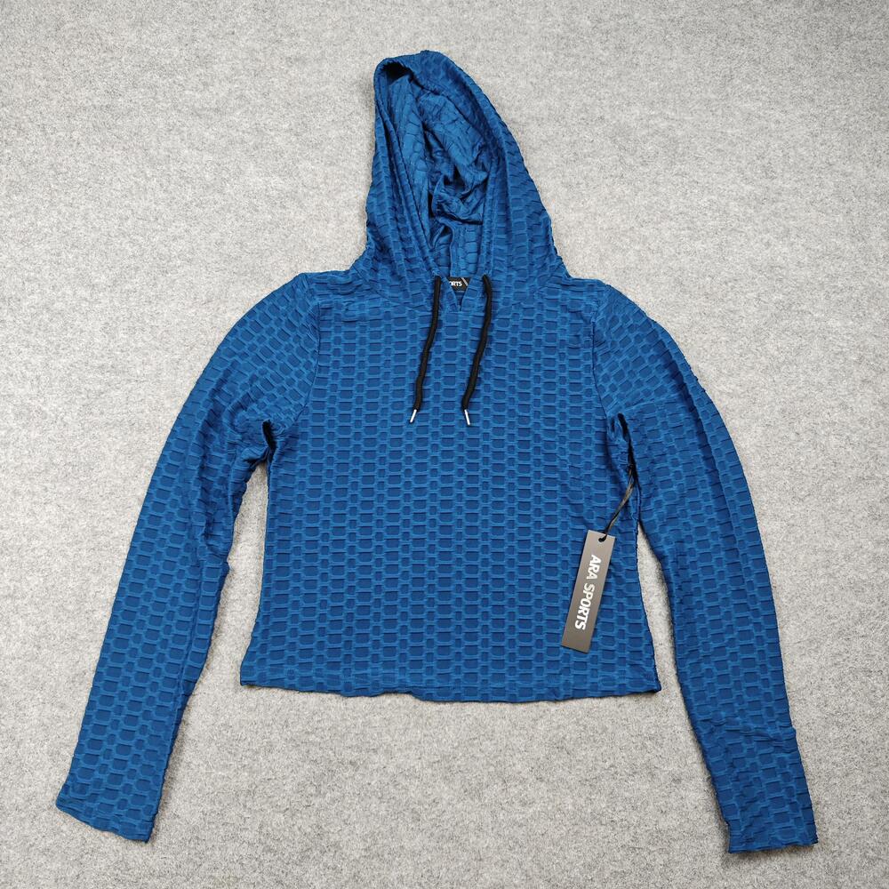 ARA SPORTS Hoodie Womens Large Blue Mesh Lightweight Hooded Pullover KSE4001